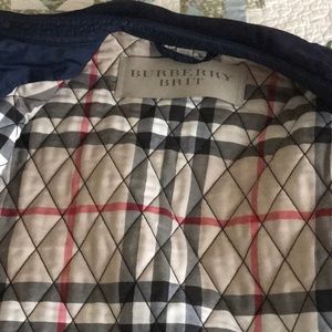 Navy Blue Burberry Quilted Jacket.